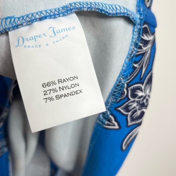 Draper James Womens Geranium Bell Sleeve Shift Dress Medium Blue Floral Stretch - Picture 8 of 9